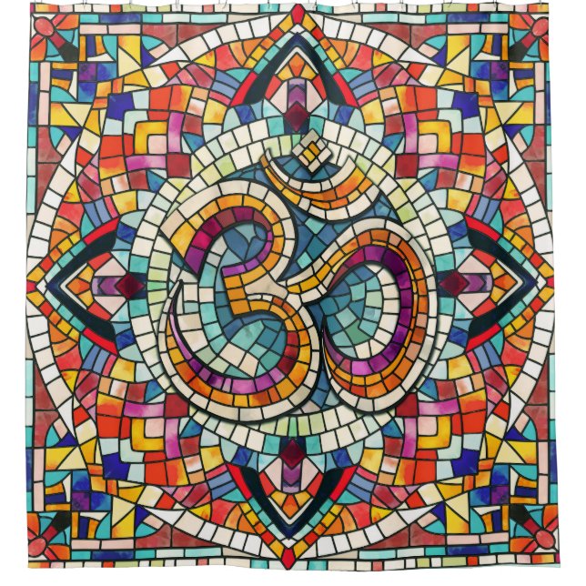 Rideaux De Douche Symbole OM Lotus Mandala Mosaic (Devant)
