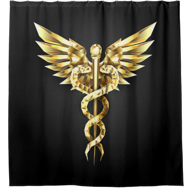 Rideaux De Douche Symbole Polygonal Or Caduceus (Devant)