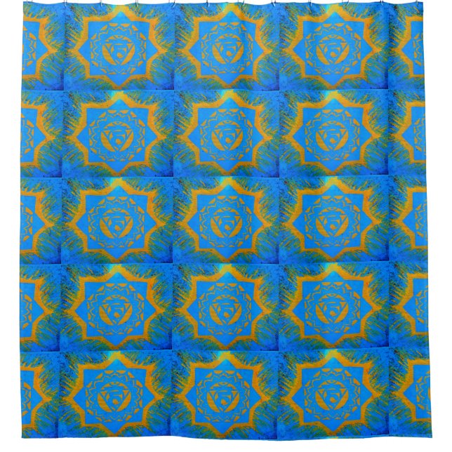 Rideaux De Douche symbole tantrique en bleu (Devant)