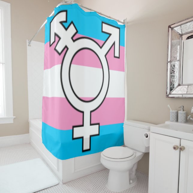 Rideaux De Douche Symbole trans et drapeau (En situation)