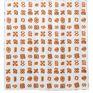 Rideaux De Douche Symboles Adinkra en orange et noir
