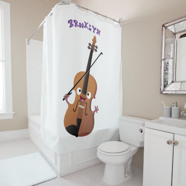 Rideaux De Douche Sympa drôle violon personnage de dessin animé (En situation)