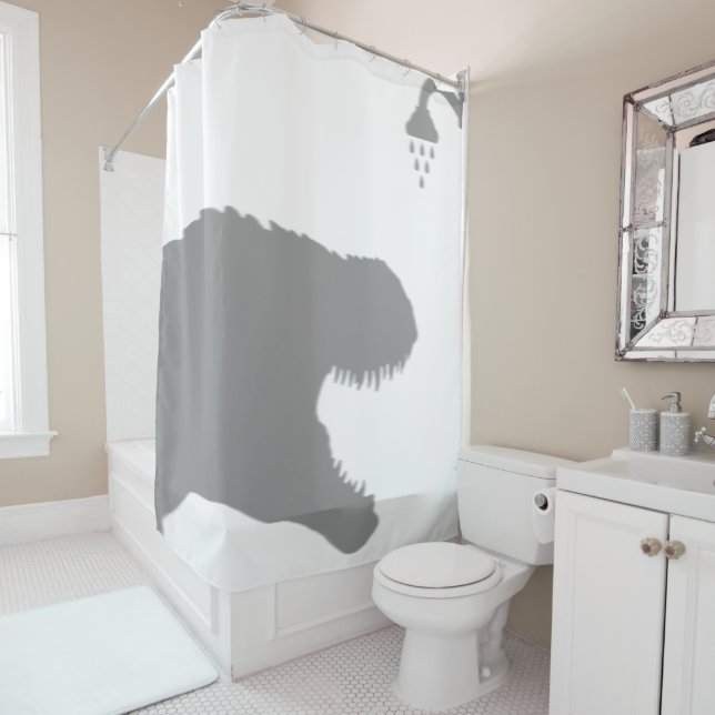Rideaux De Douche T-Rex Dinosaure Ombre Silhouette Tête Drôle (En situation)