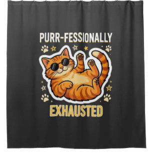 Rideaux De Douche T-shirt chat mignon professionnellement épuisé