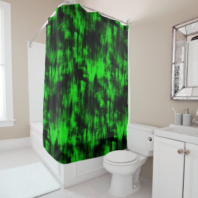 Rideaux De Douche Taches écailleuses en vert clignotant et foncé (En situation)