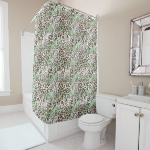 Rideaux De Douche tacheté, léopard, tropical, palmier, feuille, brun