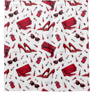 Rideaux De Douche talons rouges, motif d'accessoires de mode.