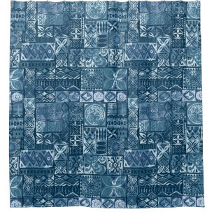 Rideaux De Douche Tapa bleu marine : tissu tribal Abstrait