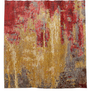 Rideaux De Douche Tapis d'or rouge oriental texture.