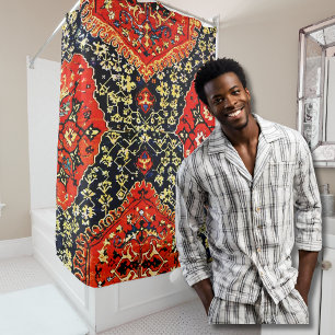 Rideaux De Douche Tapis oriental en bleu&orange