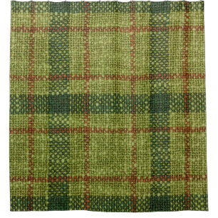 Rideaux De Douche Tartan de Noël rouge et vert.