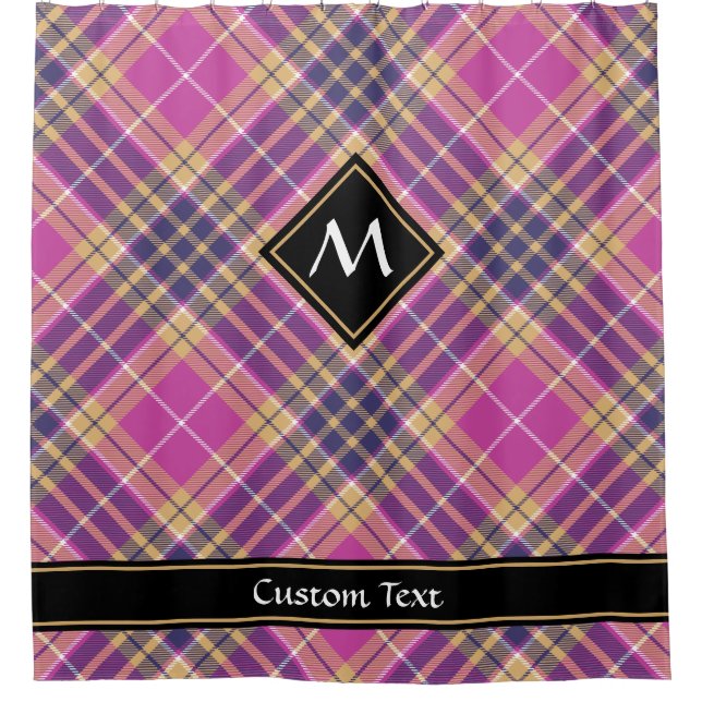 Rideaux De Douche Tartan rose, or et bleu (Devant)