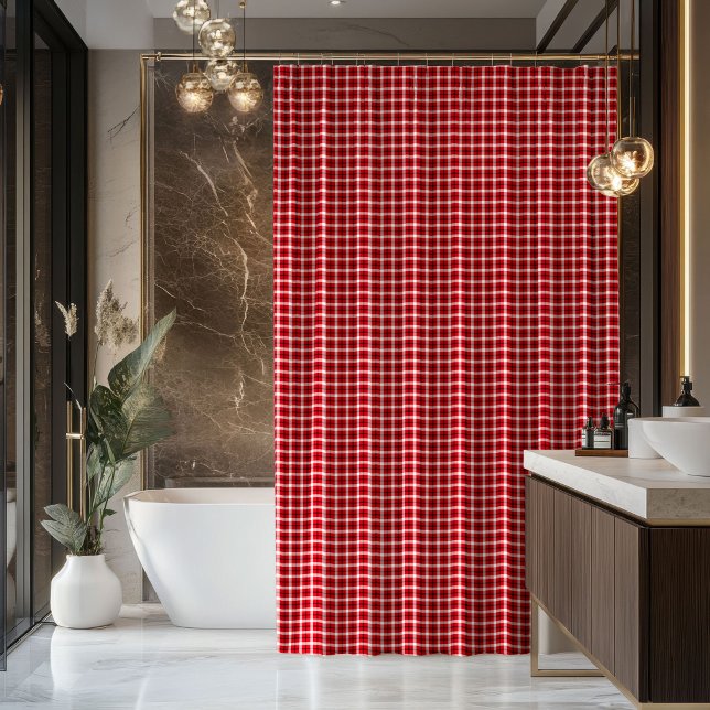 Rideaux De Douche Tartan Shower Curtain Red Black Housewarming Gift (Tartan Shower Curtain Red Black Housewarming Gift)