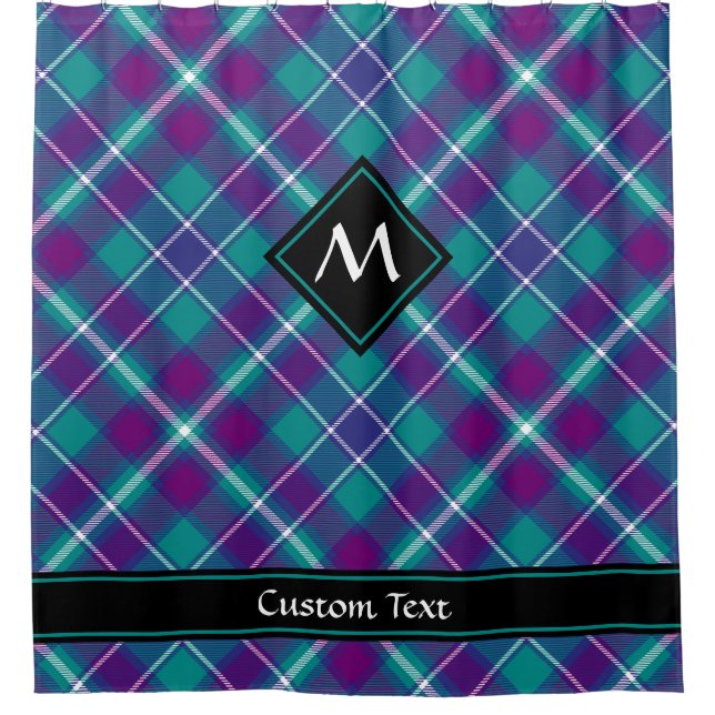Rideaux De Douche Tartan vert de mer, violet et bleu (Devant)