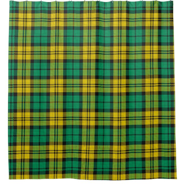 Rideaux De Douche Tartan vert Jaune Plaid Design Motif (Devant)