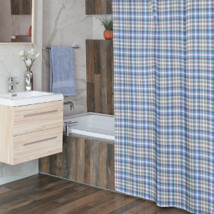 Rideaux De Douche Taupe bleue Tartan Plaid