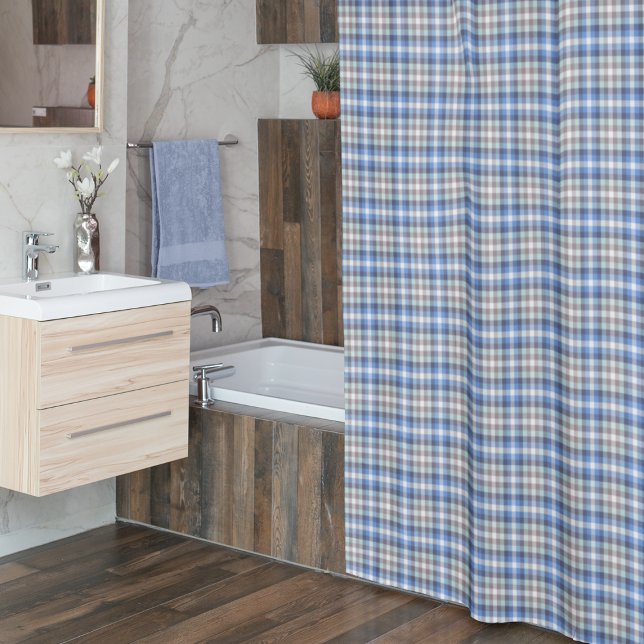 Rideaux De Douche Taupe bleue Tartan Plaid (Créateur téléchargé)