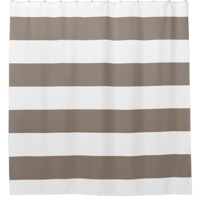 Rideaux De Douche Taupe neutre et blanc barrés (Devant)