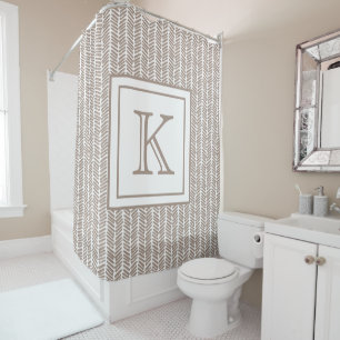 Rideaux De Douche Taupe personnalisé Beige Brown Zigzag Art Grandes