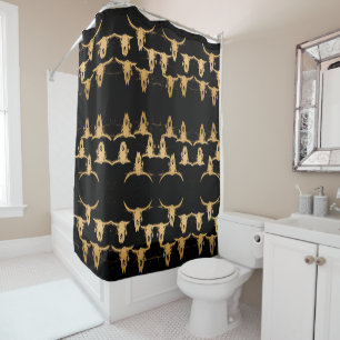 Rideaux De Douche Taureau d'or noir noir noir élégant rustique