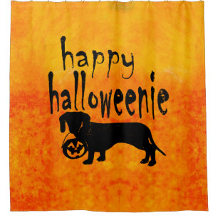 Rideaux De Douche Teckel Halloween orange et noir
