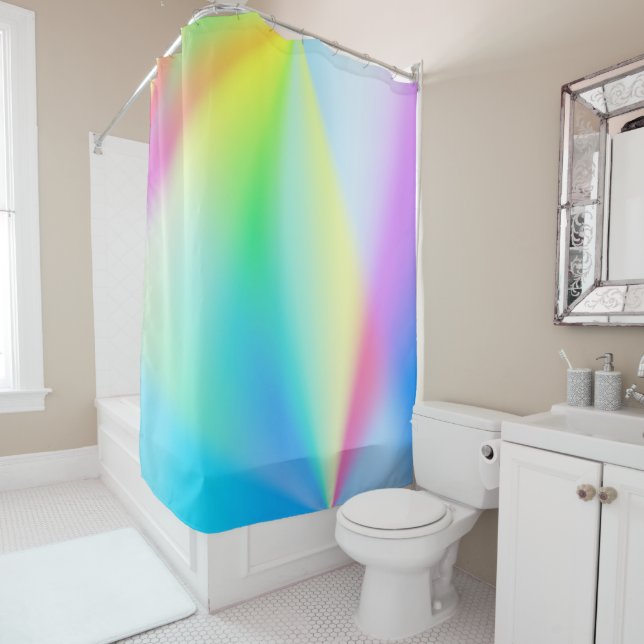 Rideaux De Douche teintes pastel irisé moderne (En situation)
