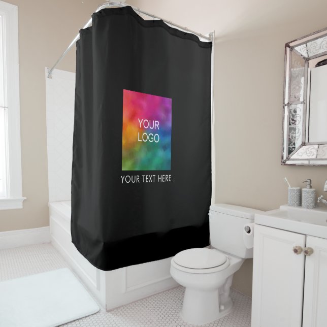 Rideaux De Douche Téléchargez votre logo d'entreprise Ajouter un nom (En situation)