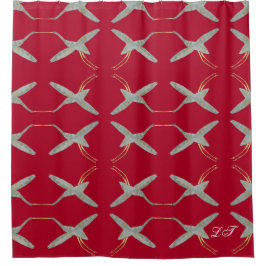 Rideaux De Douche Tendance Cherry Rouge Moderne Chic Grue oiseaux
