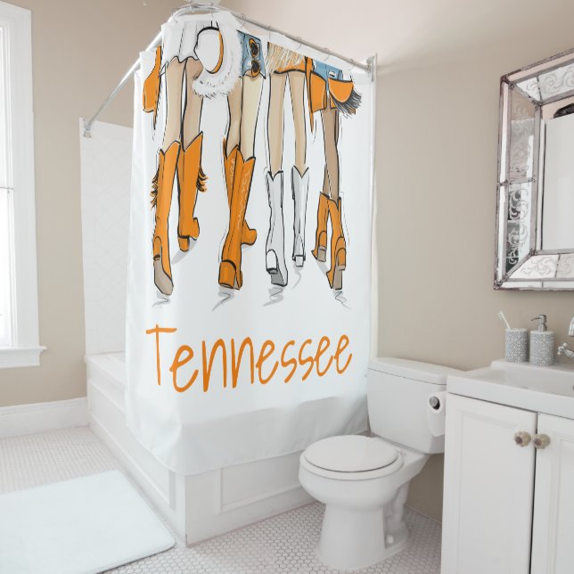 Rideaux De Douche Tennessee Dames Cowboy Boots Orange Mode (En situation)