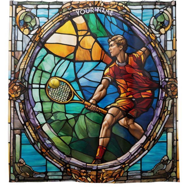 Rideaux De Douche Tennis Imaginaire en Verre Tennis (Devant)