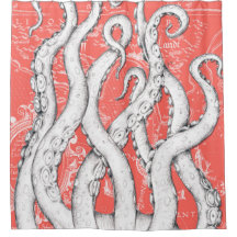Tentacles blancs Octopus Carte Vintage Corail Naut