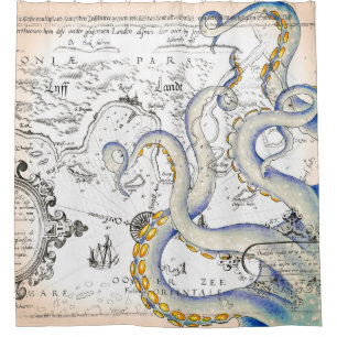 Rideaux De Douche Tentacles de granit de carte Vintage