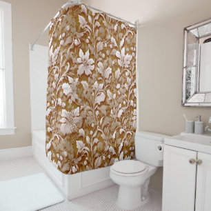 Rideaux De Douche Terracotta Burnt Orange Boho botanique moderne