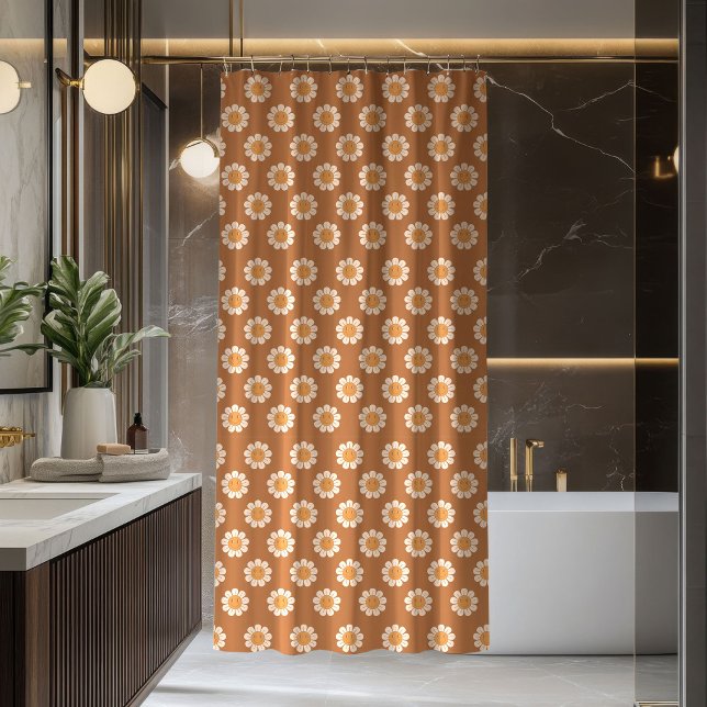 Rideaux De Douche Terracotta Curtain Groovy 70s Flower Design (Terracotta Curtain Groovy 70s Flower Design)