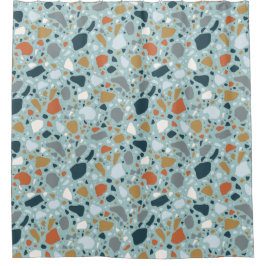 Rideaux De Douche Terrazzo En Bleu
