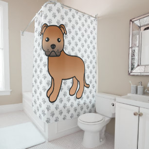 Rideaux De Douche Terrier Anglais Staffordshire Bull Rouge Chien