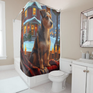 Rideaux De Douche Terrier Australien avec lumières de Noël pour les 