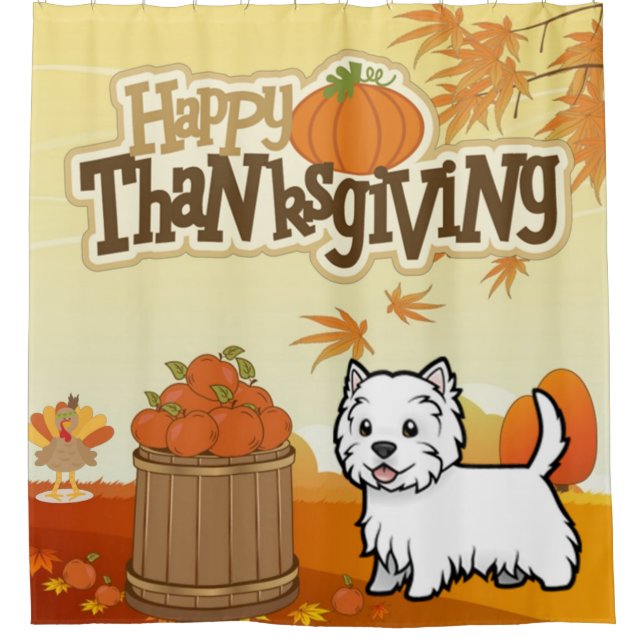 Rideaux De Douche Terrier de bon thanksgiving West Highland (Devant)