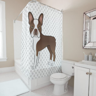 Rideaux De Douche Térrier de Boston Brun Chien de Dessin Animé Migno