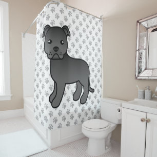 Rideaux De Douche Terrier de Staffordshire Bull anglais noir