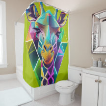 Tête de girafe géométrique colorée