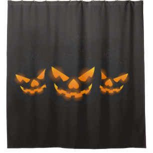 Rideaux De Douche Tête Éffrayante Citrouille Halloween