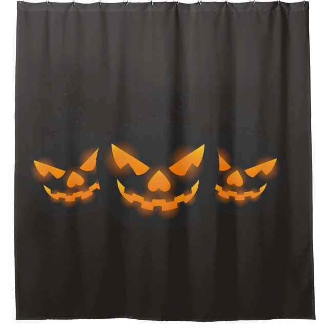 Rideaux De Douche Tête Éffrayante Citrouille Halloween (Devant)