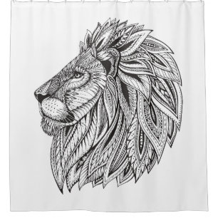 Rideaux De Douche Tête modelée ethnique de lion