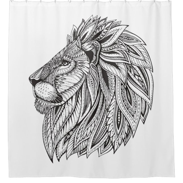 Rideaux De Douche Tête modelée ethnique de lion (Devant)