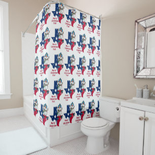 Rideaux De Douche Texas Christmas Cowboy Snowman Joyeux Noël