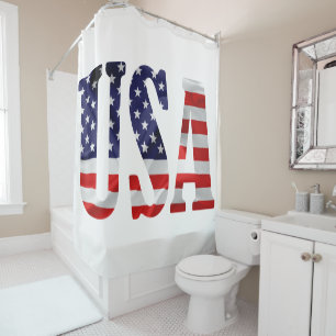 Rideaux De Douche Texte et drapeau des États-Unis
