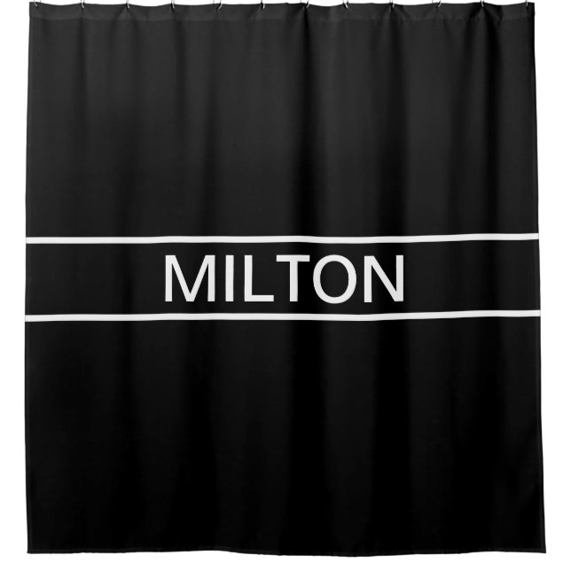 Rideaux De Douche Texte personnalisable | Bold Modern Black & White (Devant)