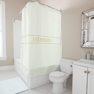 Rideaux De Douche Texte personnalisable simple et élégant Or blanc