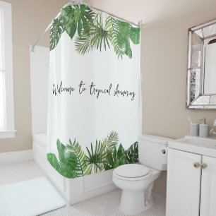 Rideaux De Douche Texte personnalisé Feuille tropicale Été sensation